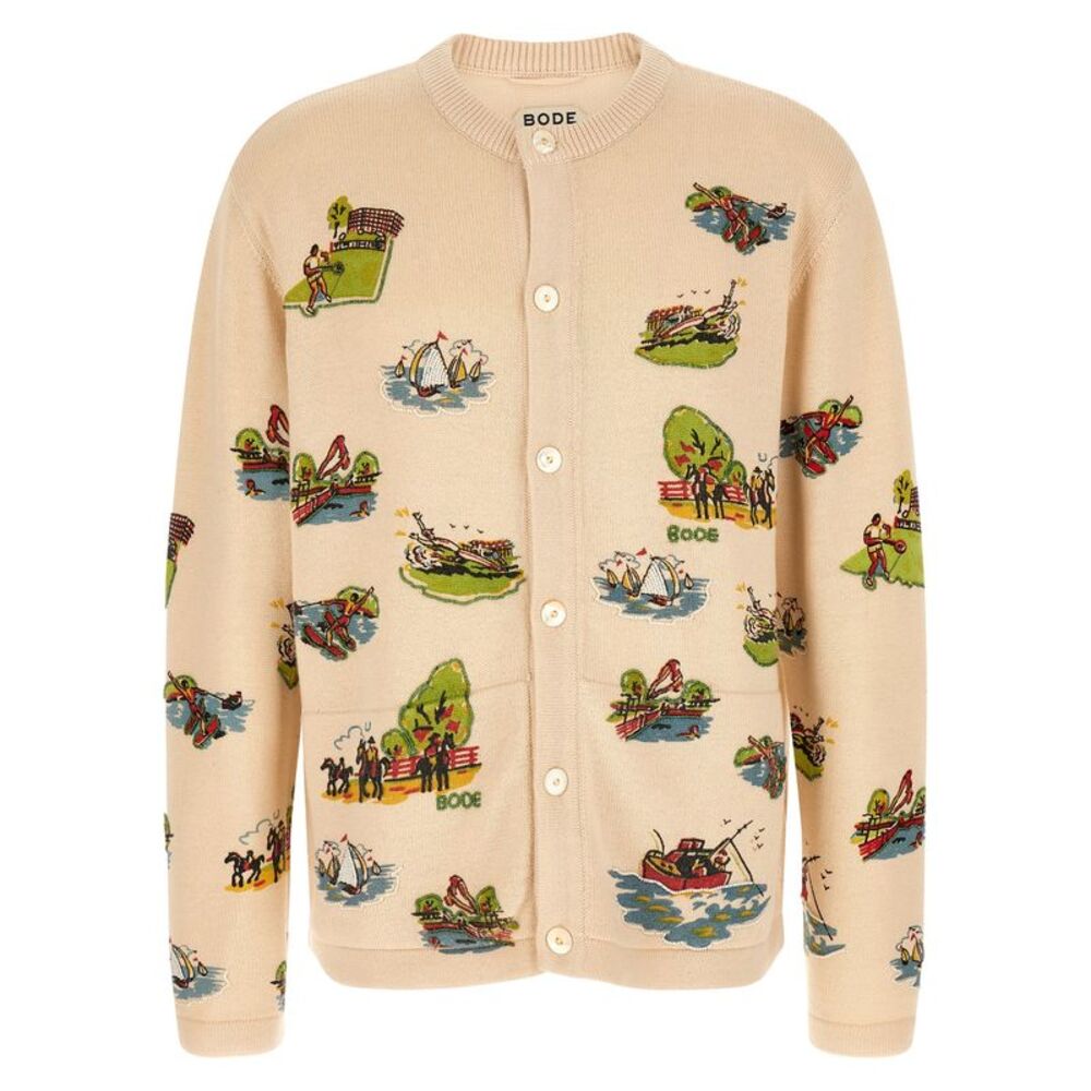 Bode Men's Beaded Camp Cardigan